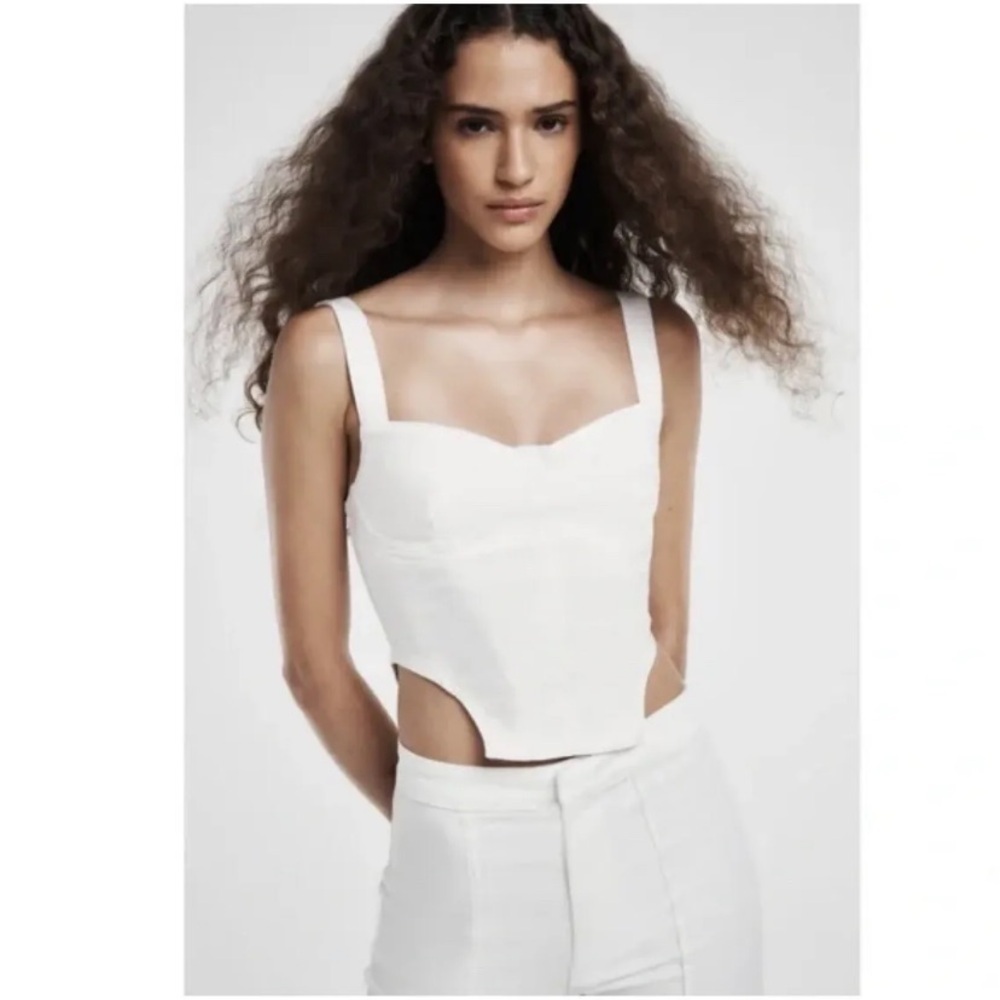 Zara denim corset top Size XS White Crop Jean